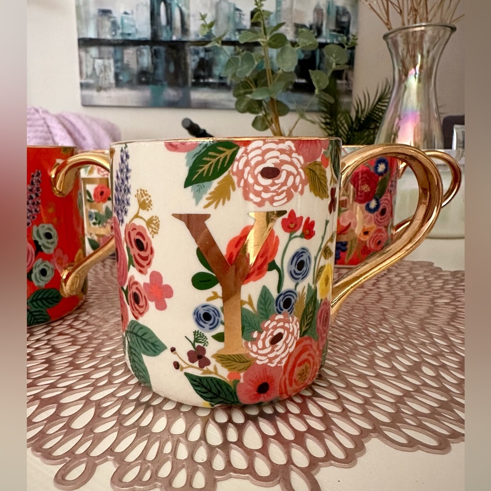 Rifle Paper Co. x Anthropologie Garden Party Monogram Mug ★ Y